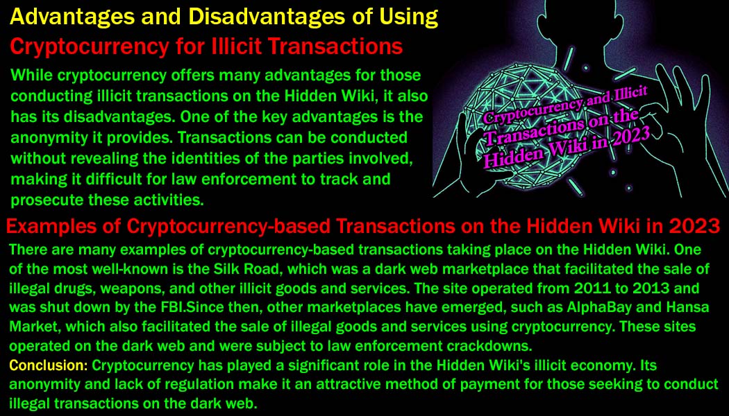 Examples of Cryptocurrency-based Transactions on the Hidden Wiki in 2023