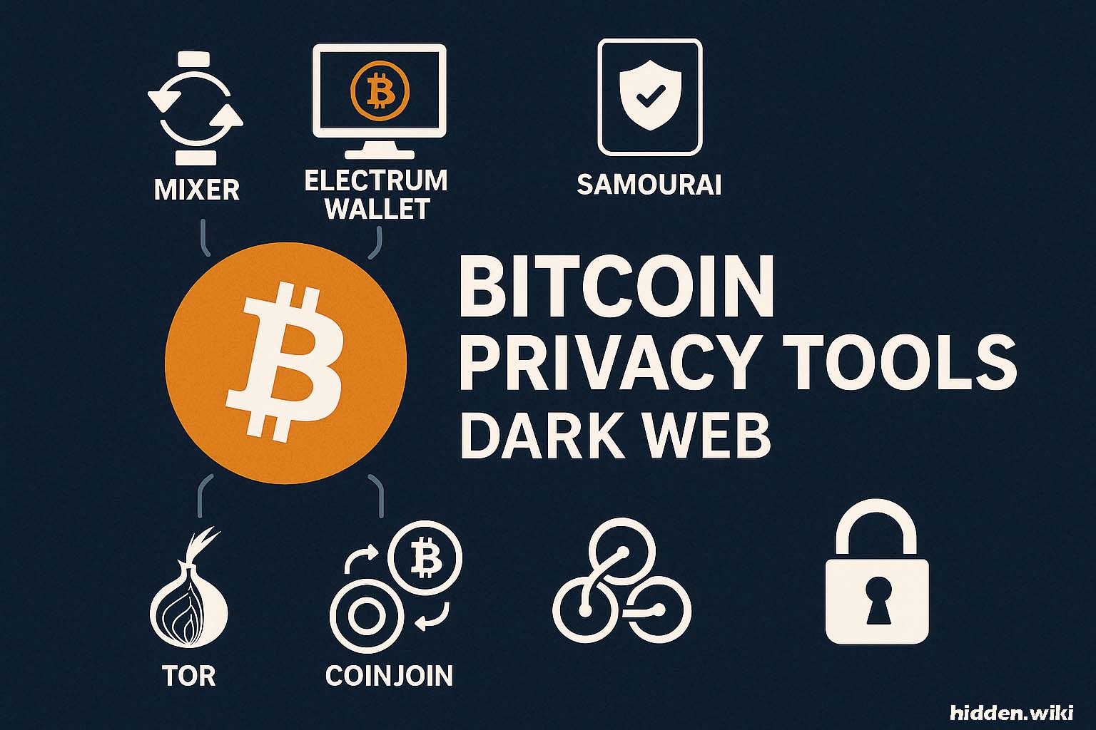  Icons of Bitcoin mixers, wallets, and tools used for privacy on the dark web